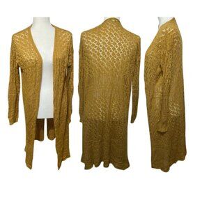 Moral Fiber LIKE NEW mustard yellow long line open front loose knit cardigan XL